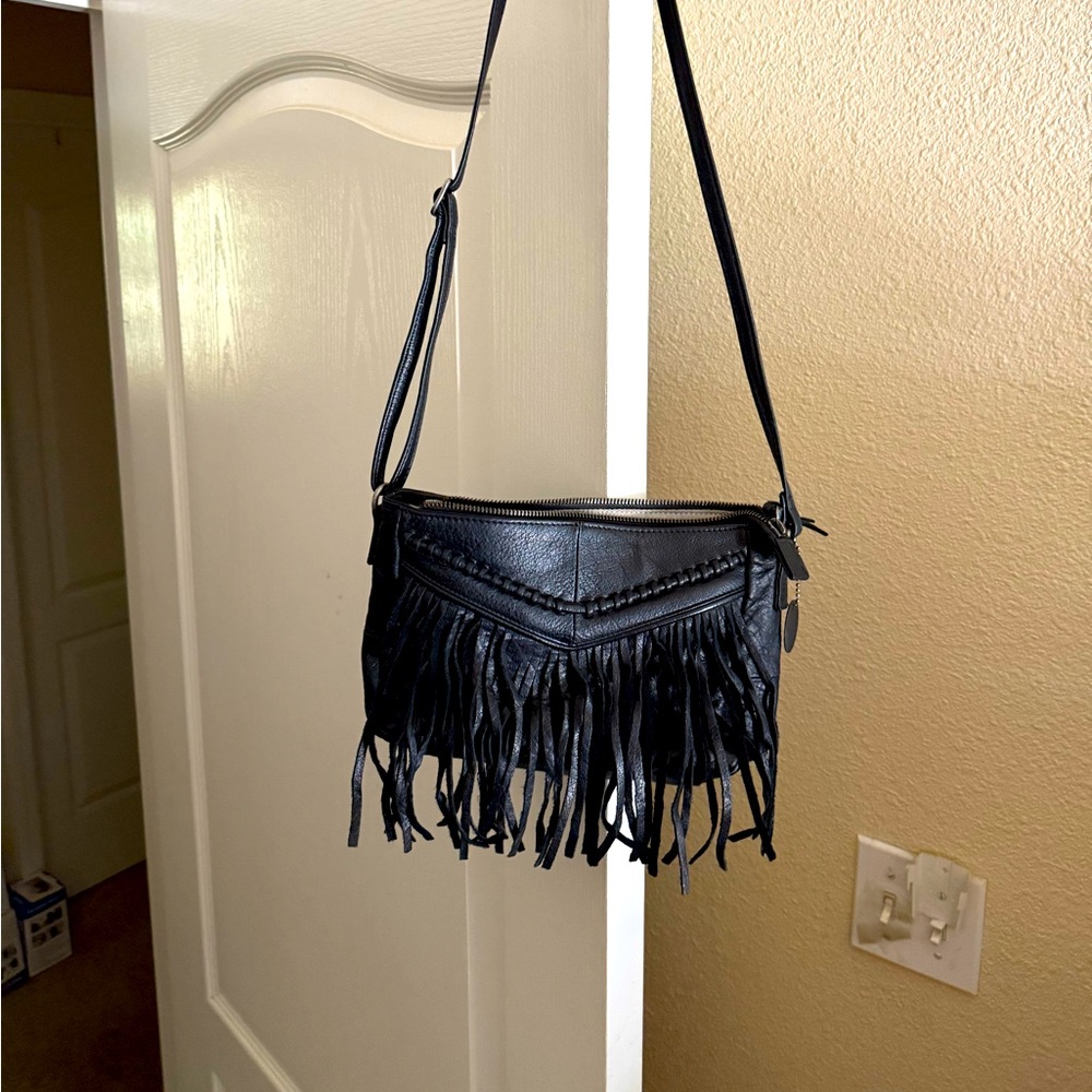 Black Fringe Crossbody Bag